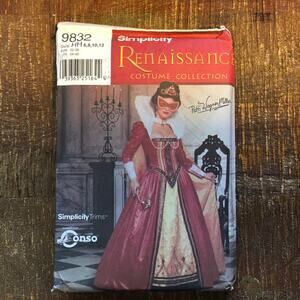 Simplicity Sewing Pattern 9832 Renaissance Masquerade Costume Dress 6-12 UNCUT